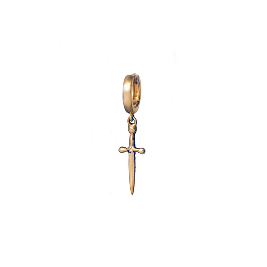 14K Gold Tiny Dagger Hoop Earring
