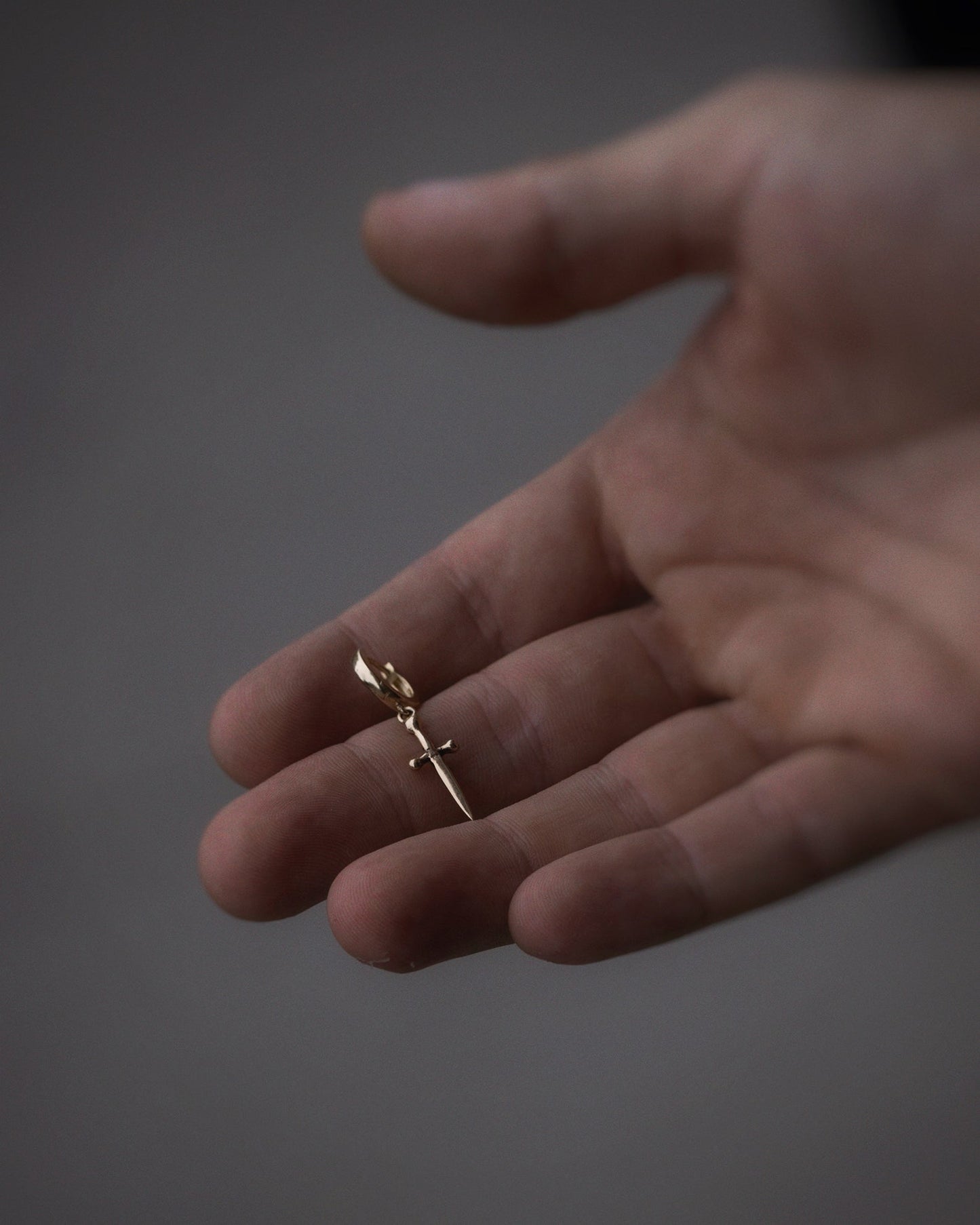 14K Gold Tiny Dagger Hoop Earring