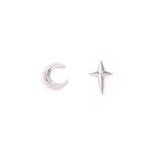 Crescent Moon + Guiding Star Studs