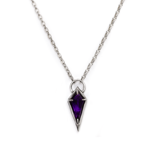 Amethyst Spike Shield Necklace