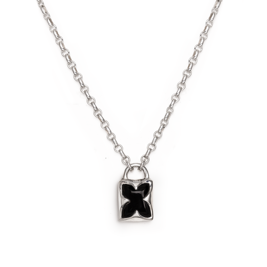 Black Onyx Medieval Padlock Necklace