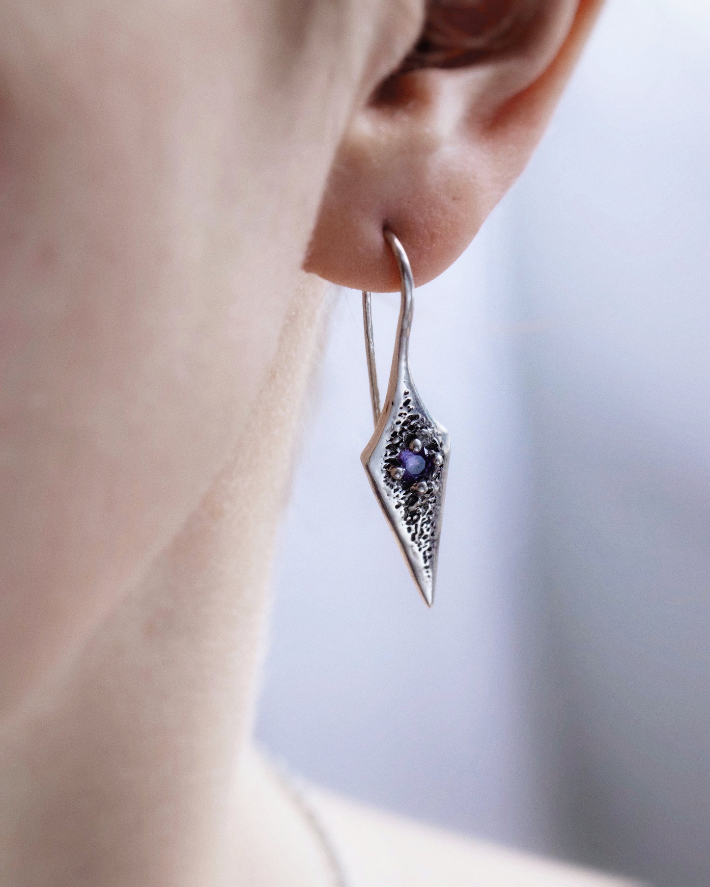 OOAK Amethyst Lance Earrings