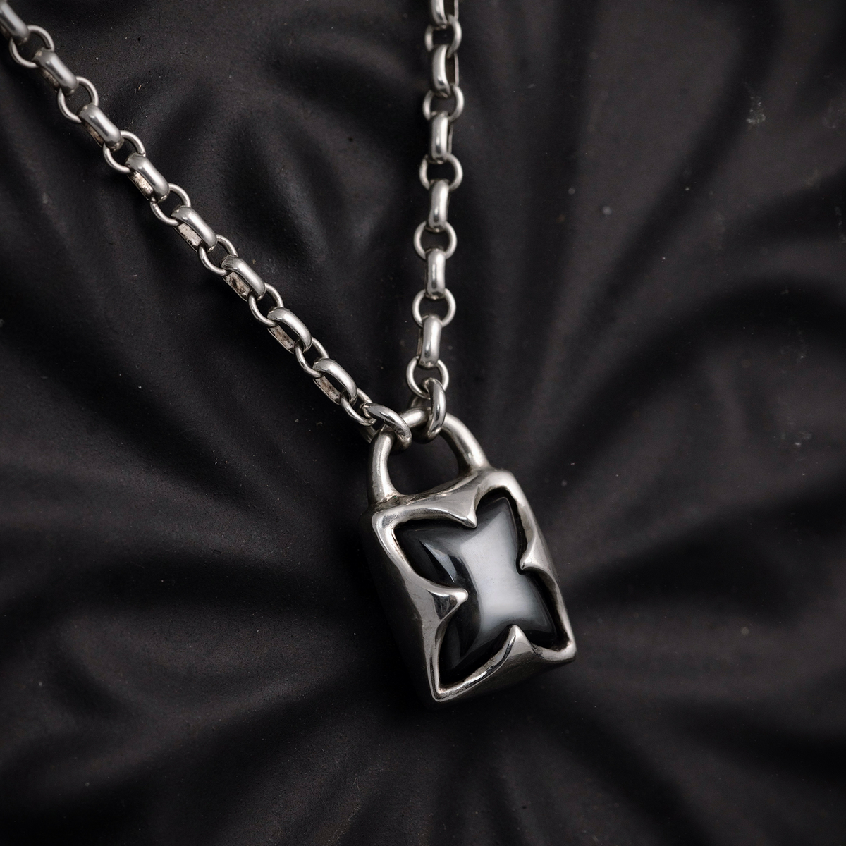 Black Onyx Medieval Padlock Necklace