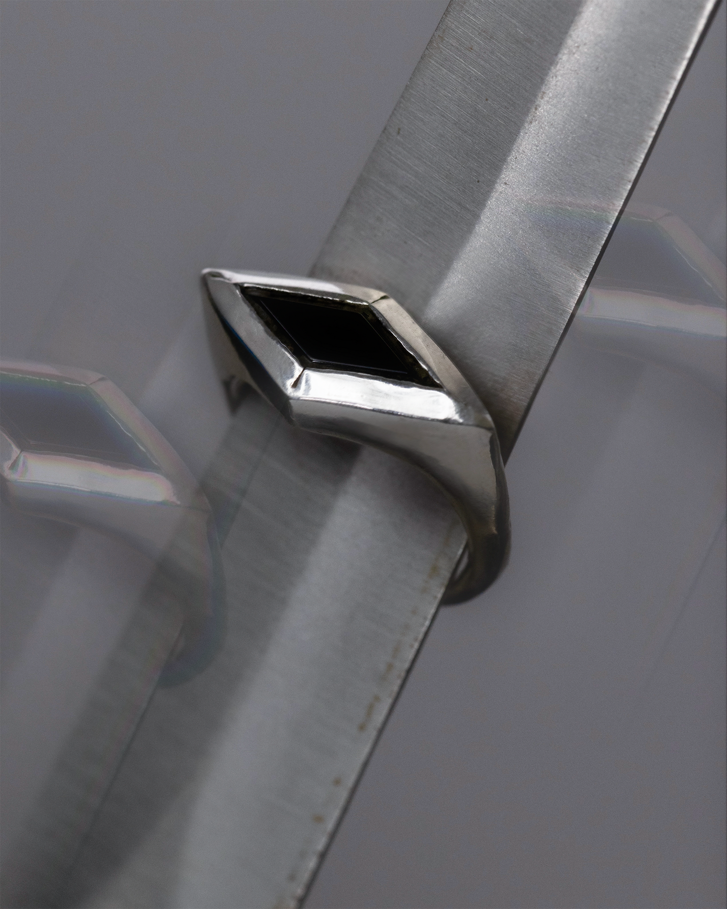 Onyx Spike Signet Ring