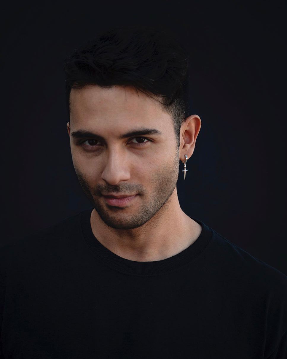 Tiny Dagger Hoop Earring