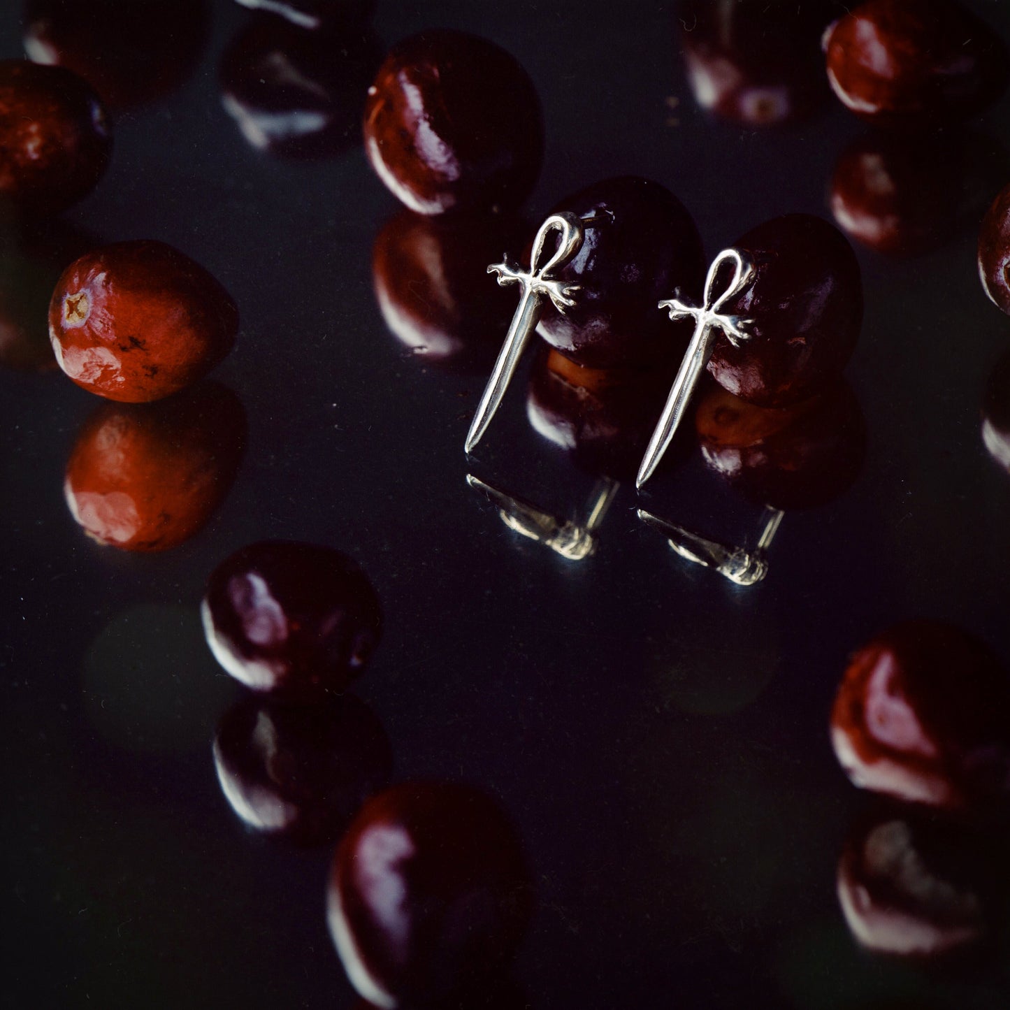 Little Ankh Dagger Stud Earrings