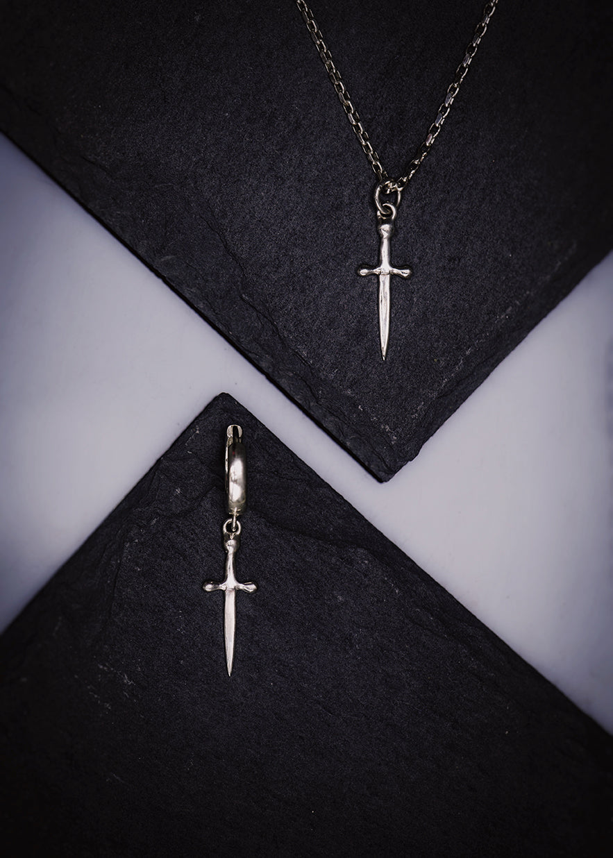 Tiny Dagger Hoop Earring