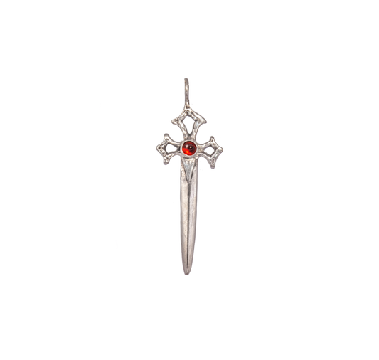 Garnet Clover Dagger Pendant