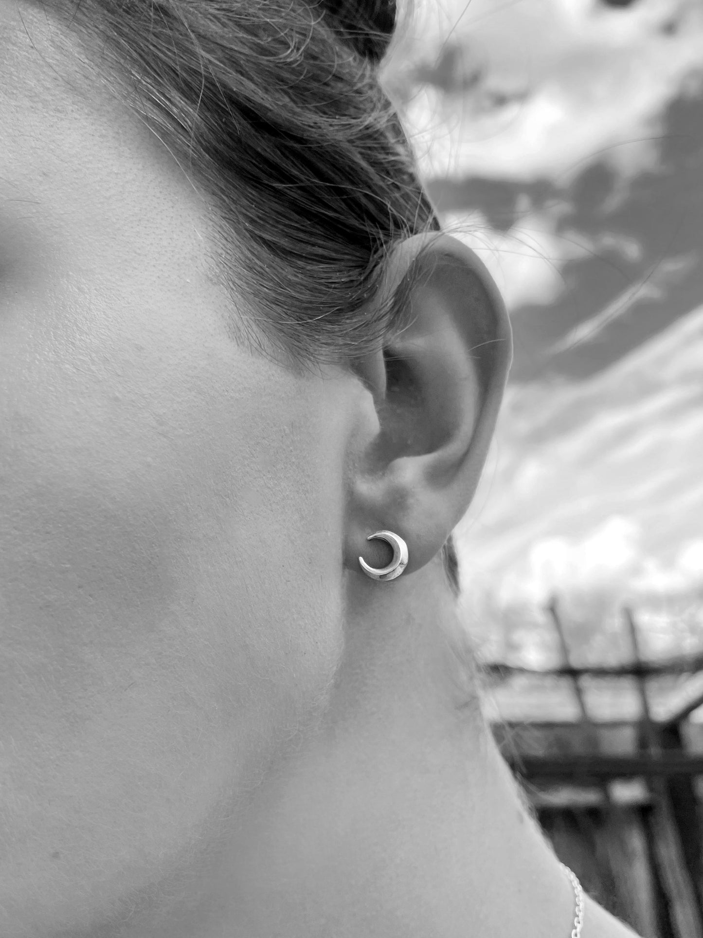 Crescent Moon Studs