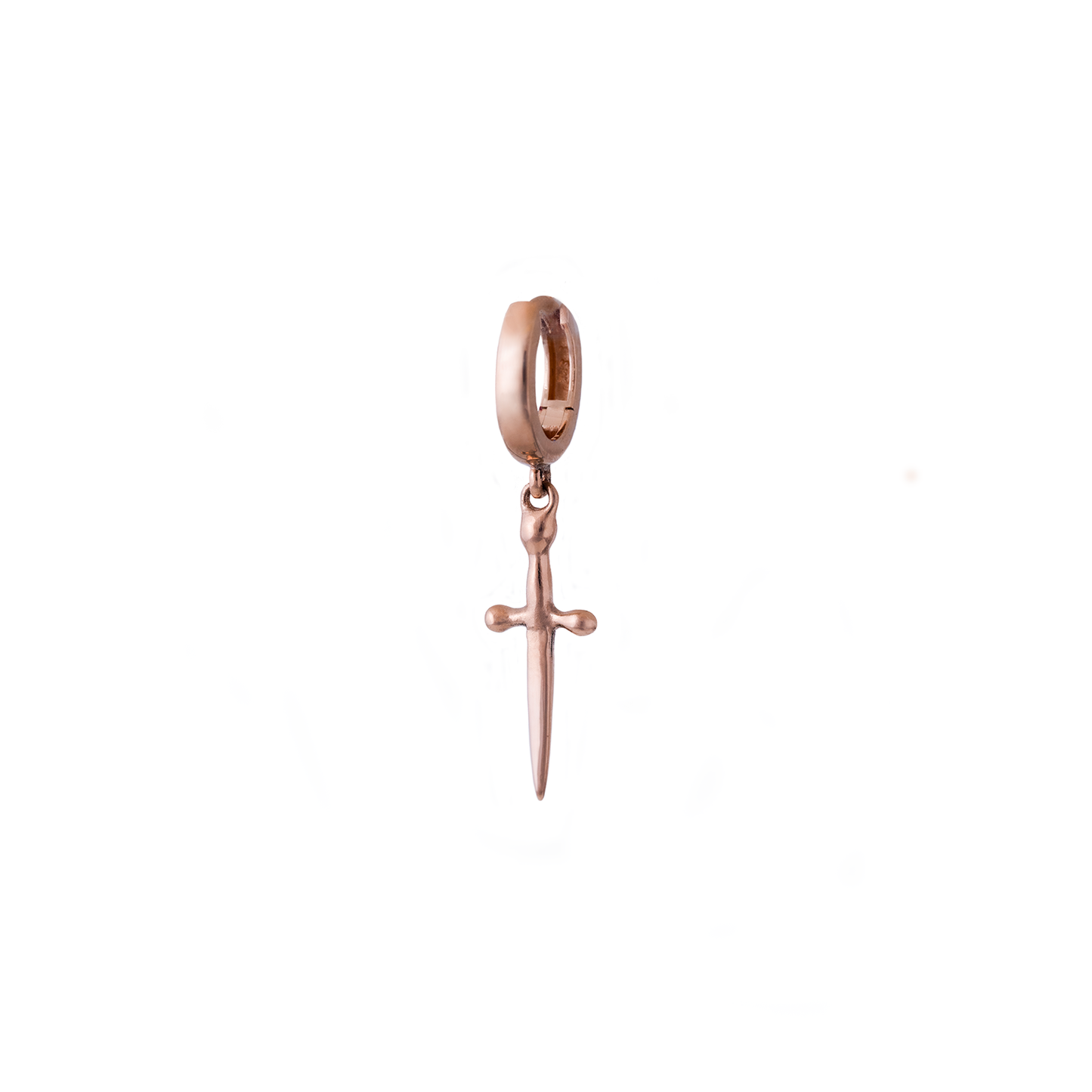 14K Yellow Gold Tiny Dagger Hoop Earring