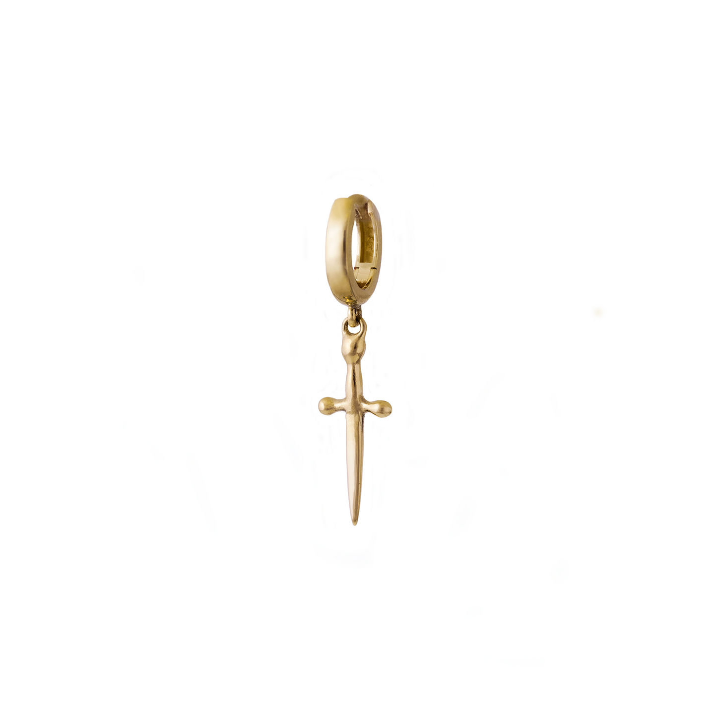 14K Yellow Gold Tiny Dagger Hoop Earring