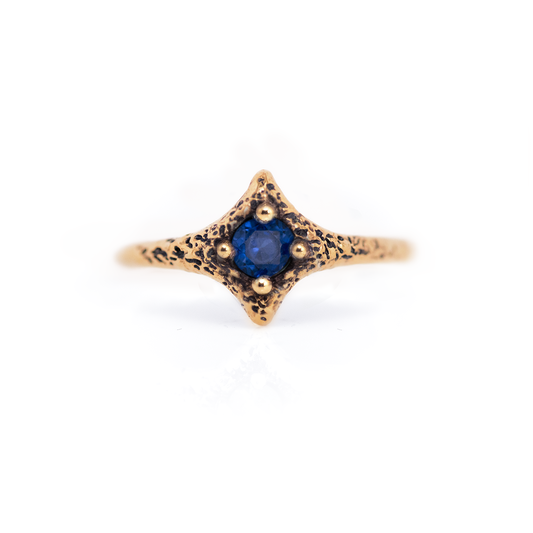 10K Gold Blue Sapphire Pixie Ring