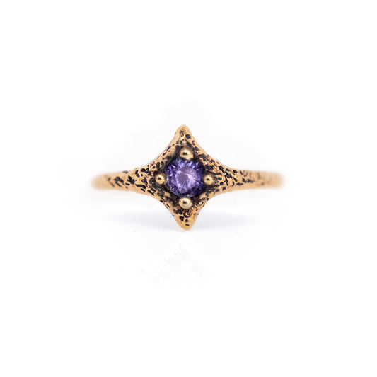 10K Yellow Gold Amethyst Pixie Ring