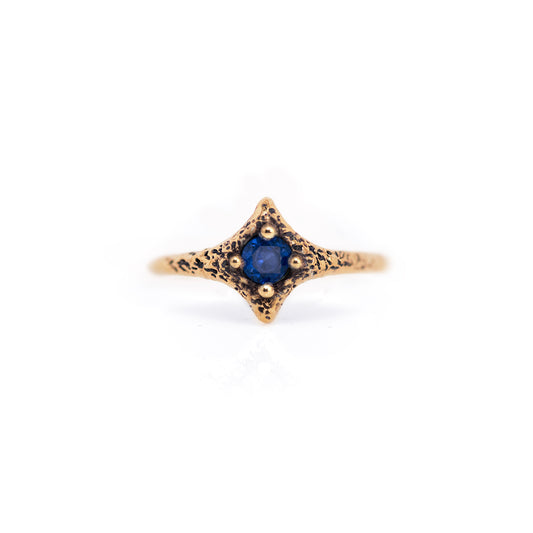 10K Yellow Gold Blue Sapphire Pixie Ring