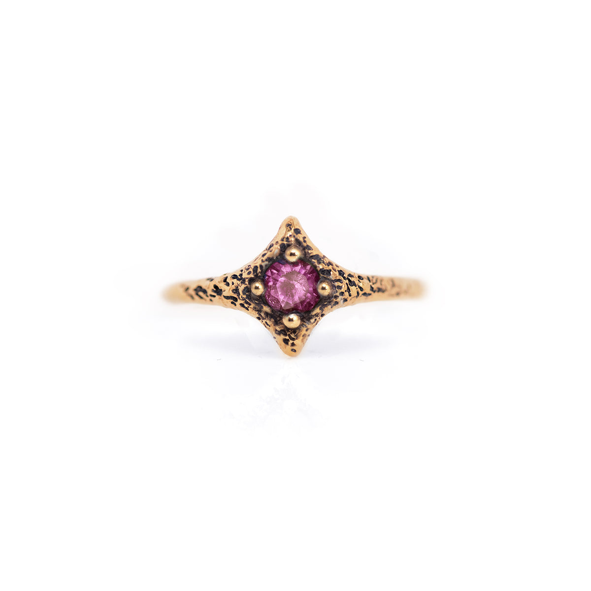 10K Yellow Gold Pink Sapphire Pixie Ring