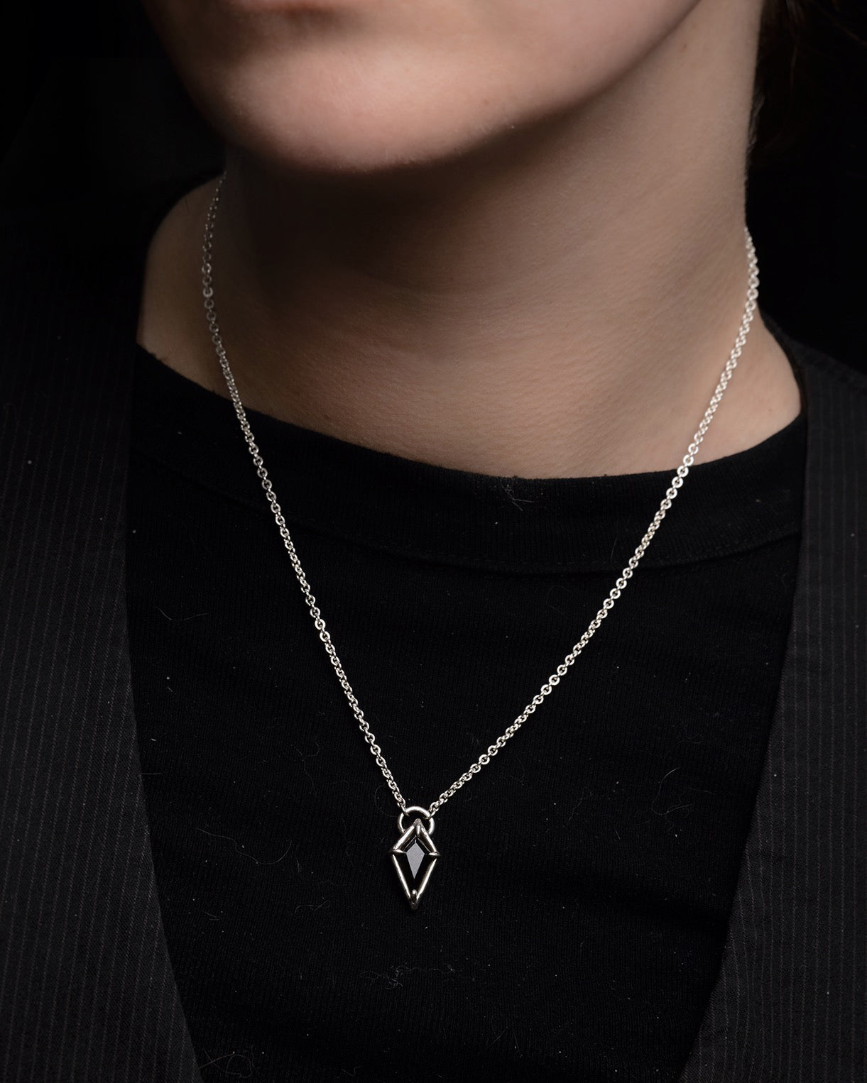 Mini Black Onyx Spike Shield Necklace