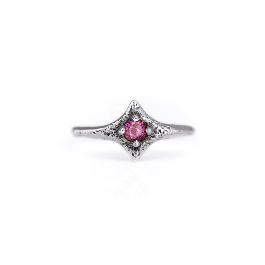 Silver Pink Sapphire Pixie Ring